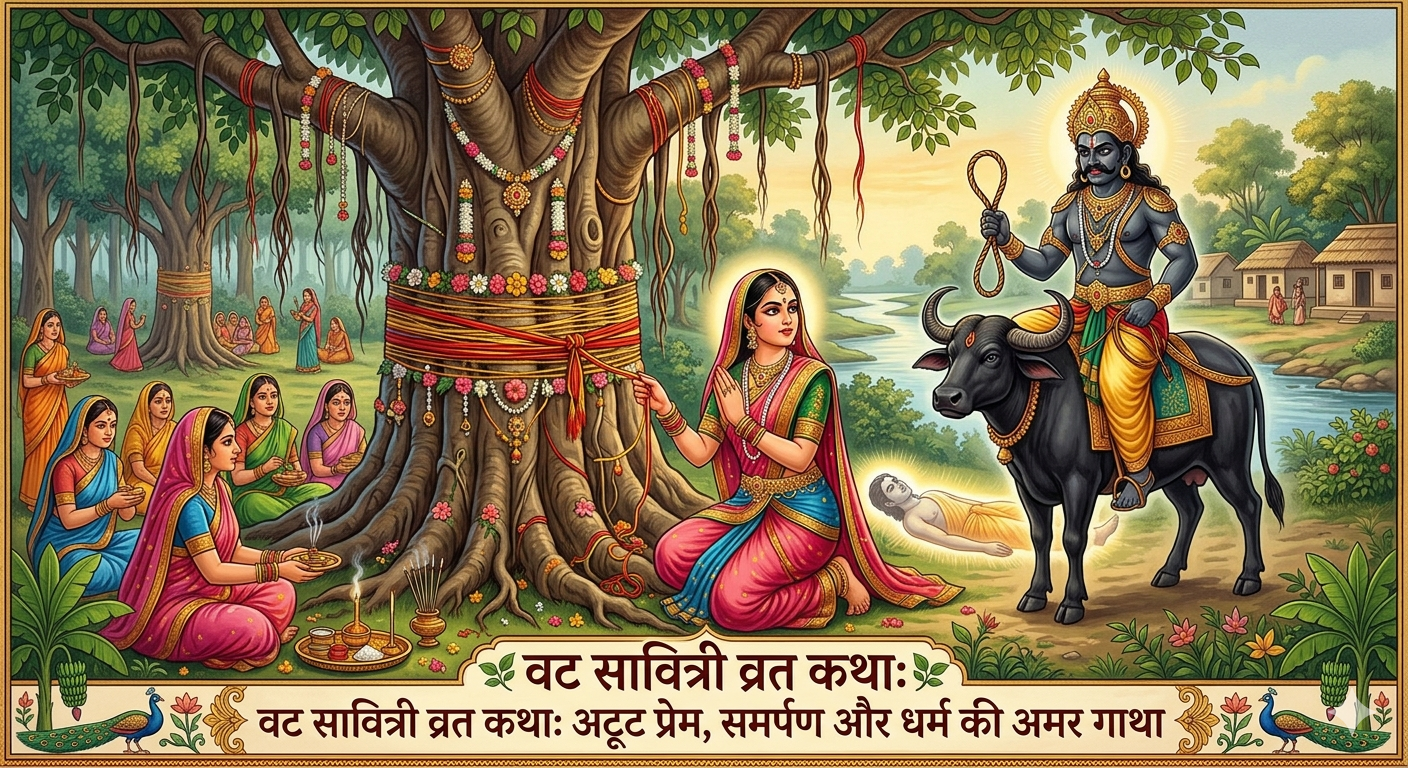 🌿 वट सावित्री व्रत कथा: अटूट प्रेम, समर्पण और धर्म की अमर गाथा