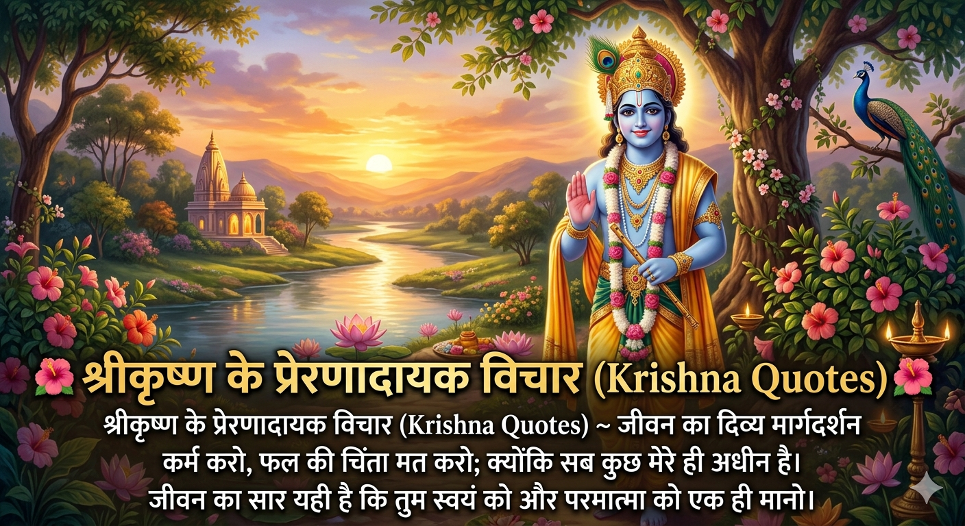 🌺 श्रीकृष्ण के प्रेरणादायक विचार (Krishna Quotes) ~ जीवन का दिव्य मार्गदर्शन