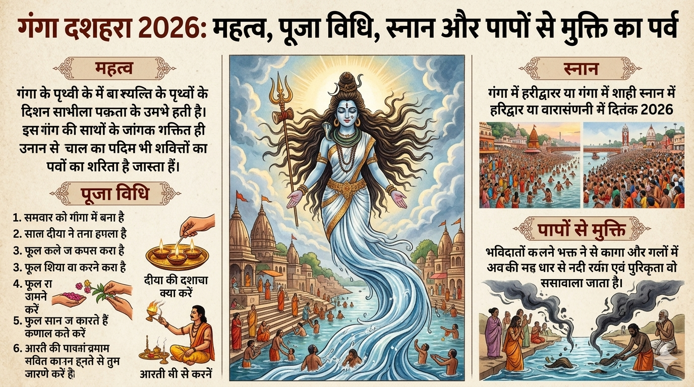 गंगा दशहरा 2026: महत्व, पूजा विधि, स्नान और पापों से मुक्ति का पर्व