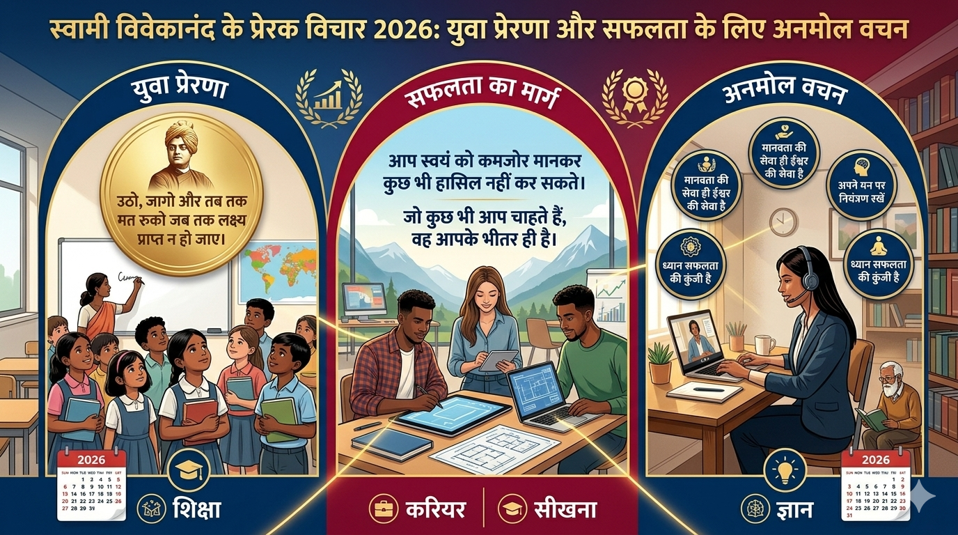 स्वामी विवेकानंद के प्रेरक विचार 2026: युवा प्रेरणा और सफलता के लिए अनमोल वचन