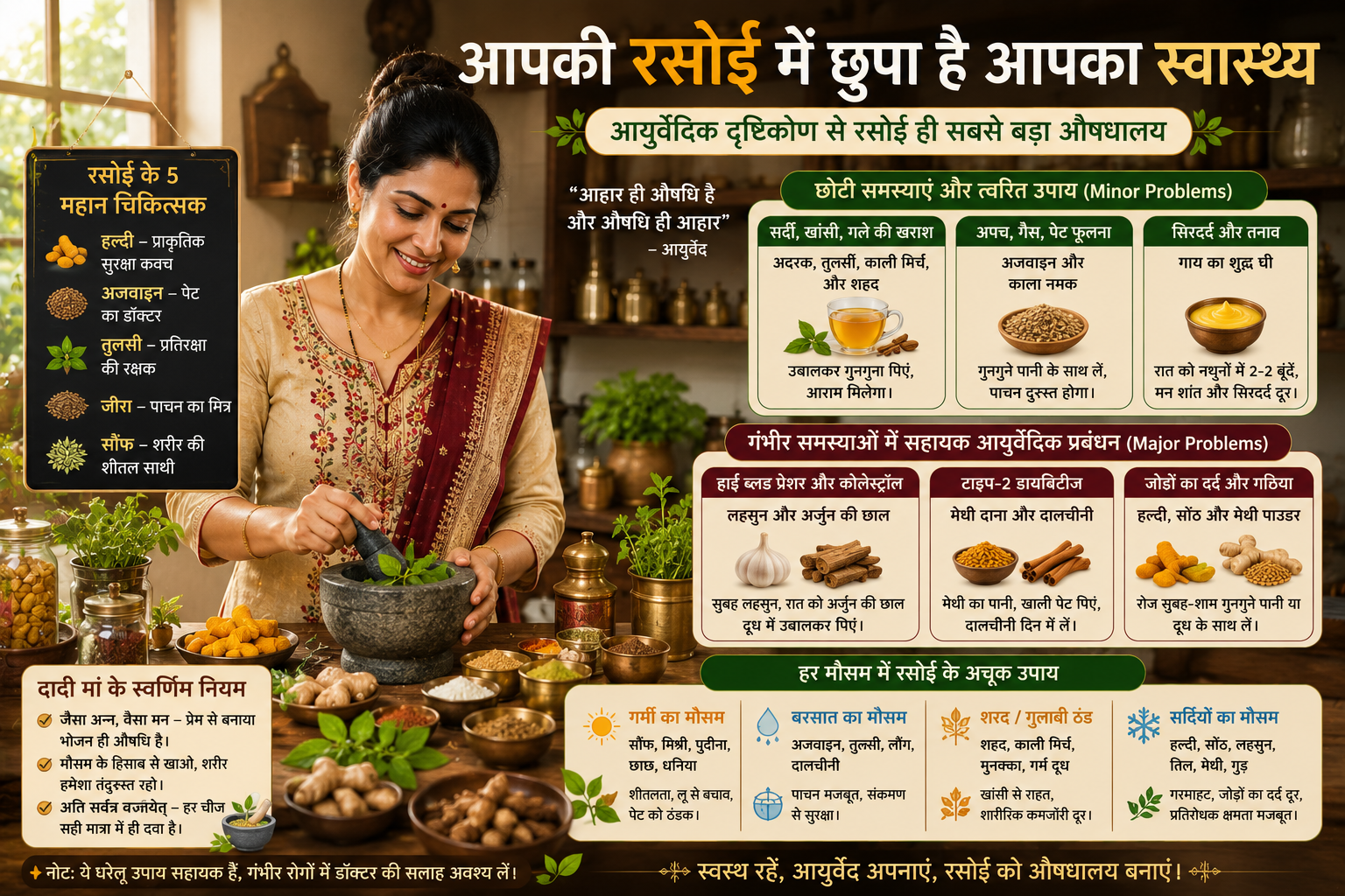 आपकी रसोई में छुपा है आपका स्वास्थ्य: आयुर्वेदिक दृष्टिकोण से रसोई ही सबसे बड़ा औषधालय