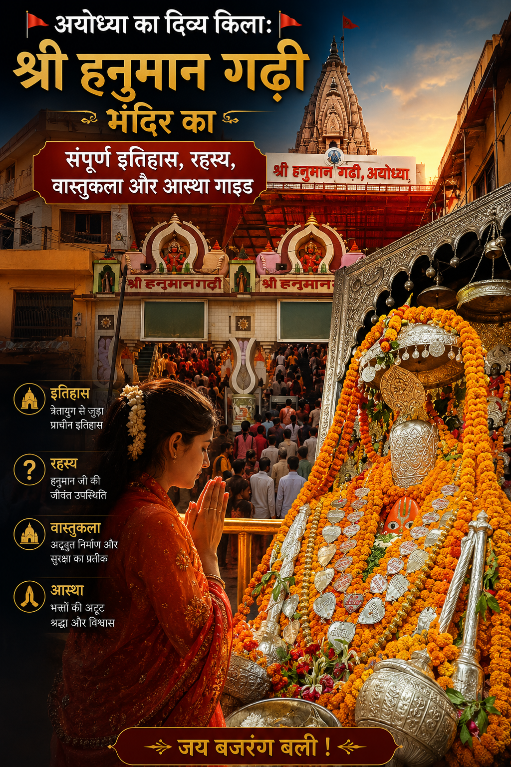 🚩 अयोध्या का दिव्य किला: श्री हनुमान गढ़ी मंदिर का संपूर्ण इतिहास, रहस्य, वास्तुकला और आस्था गाइड 🚩