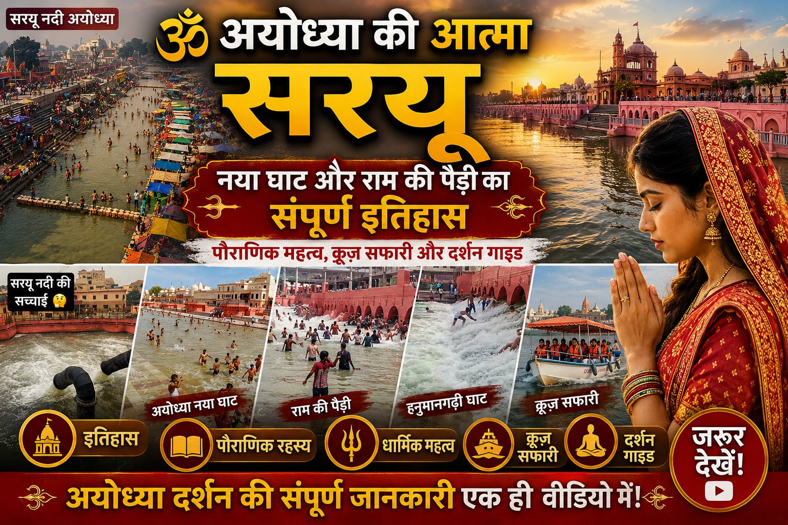 अयोध्या की आत्मा सरयू: नया घाट और राम की पैड़ी का संपूर्ण इतिहास, पौराणिक महत्व, क्रूज़ सफारी और दर्शन गाइड 🌊
