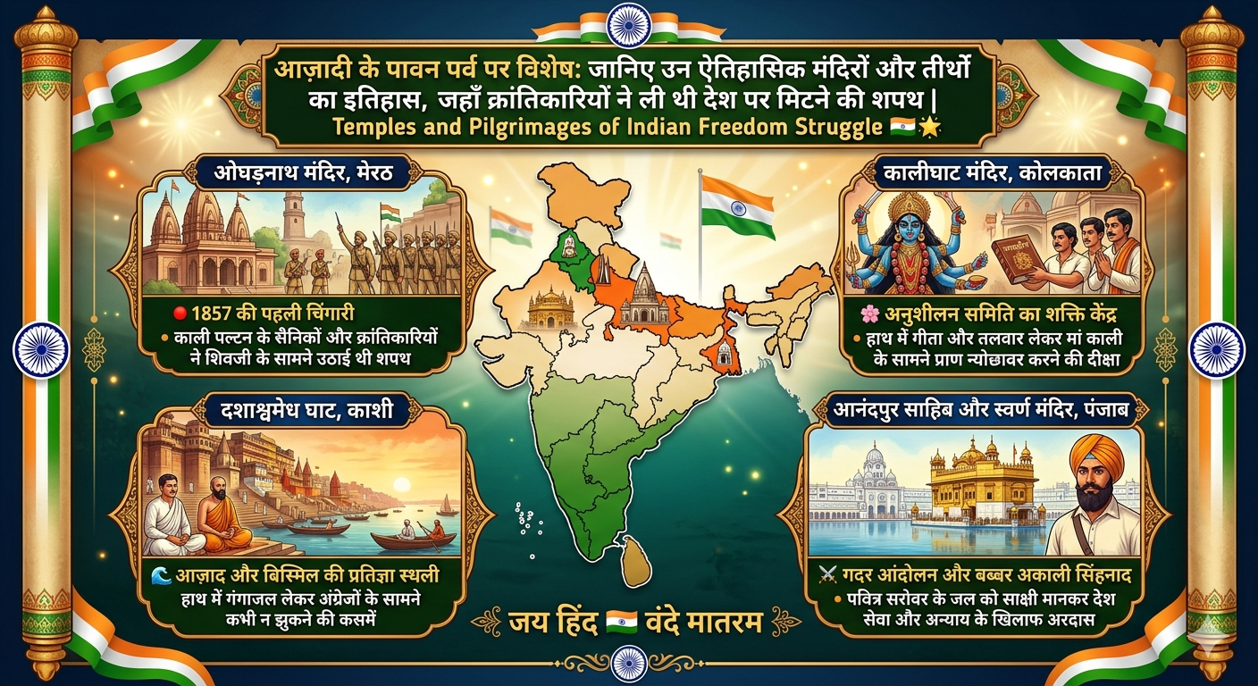 आज़ादी के पावन पर्व पर विशेष: जानिए उन ऐतिहासिक मंदिरों और तीर्थों का इतिहास, जहाँ क्रांतिकारियों ने ली थी देश पर मिटने की शपथ