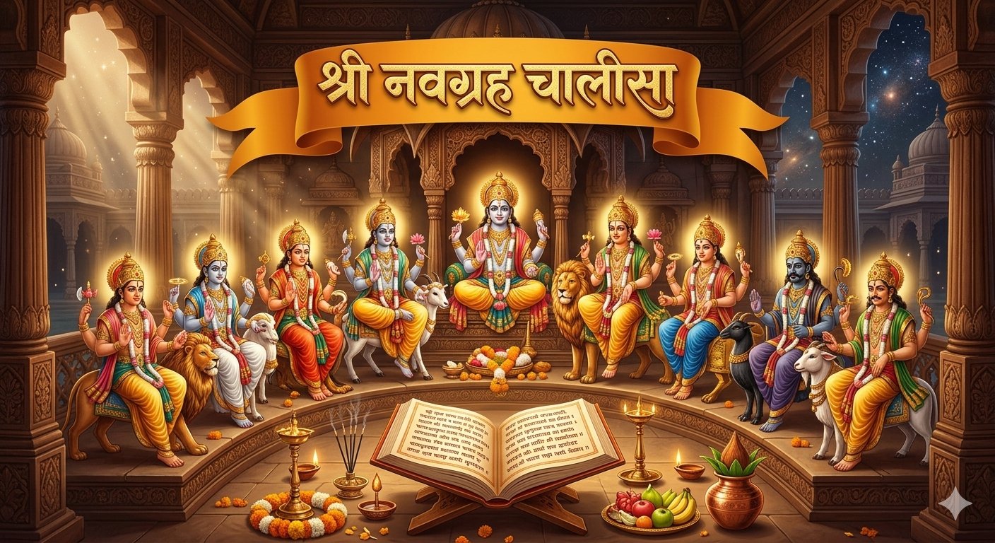 श्री नवग्रह चालीसा | Navgrah Chalisa Lyrics in Hindi | संपूर्ण पाठ, अर्थ और महत्व